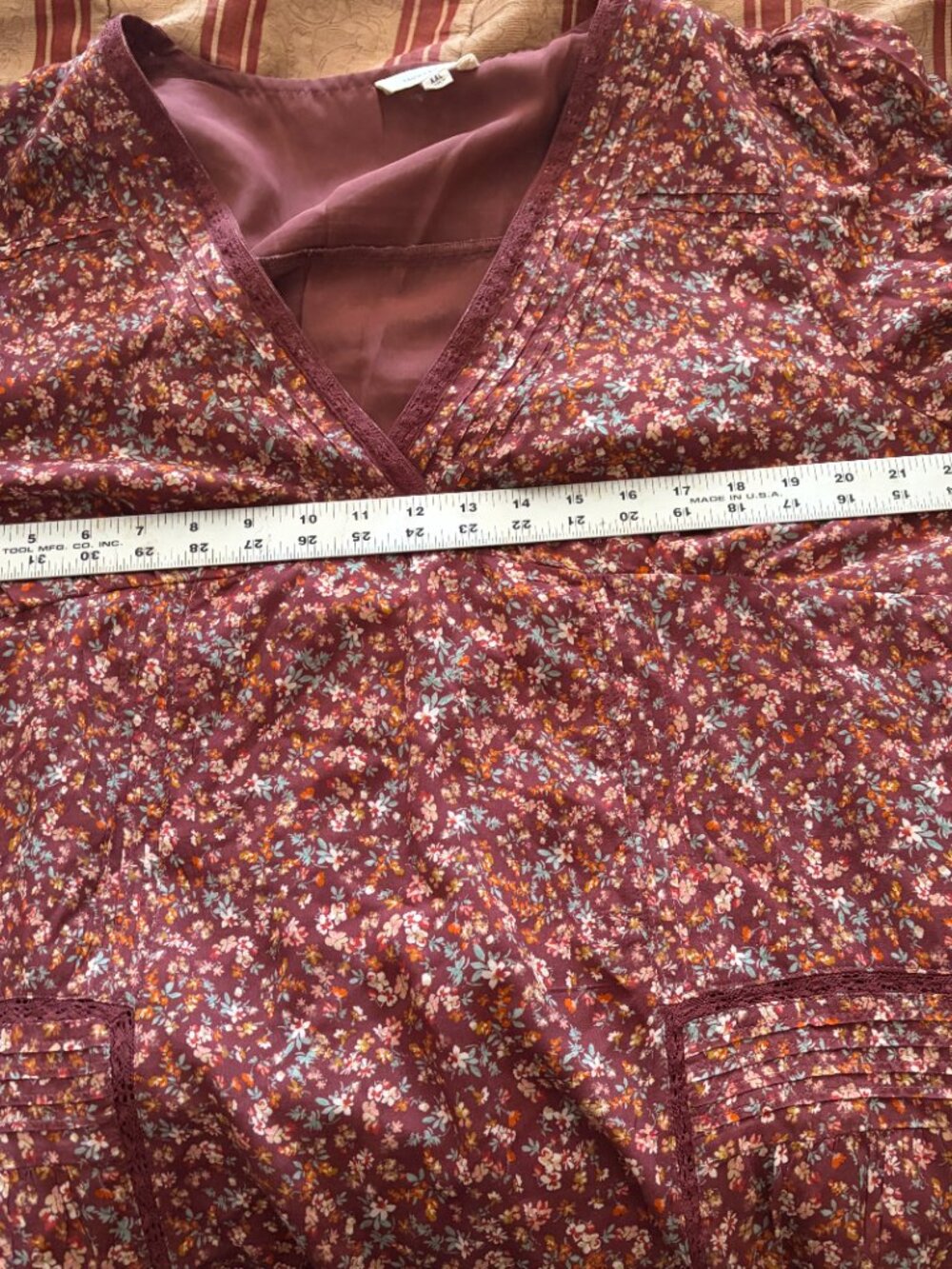 Lucky Brand 3/4 Sleeve V-Neck Mini Dress Size XXL NWT lace detail Floral - Picture 11 of 14